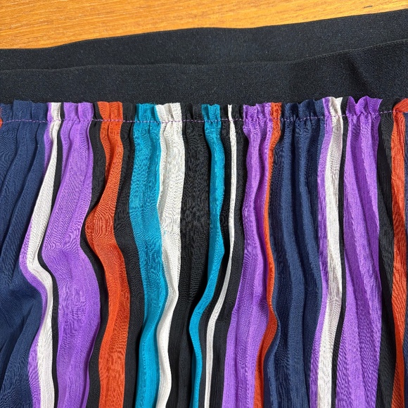 New Halogen Multi-Color Softly Pleated Striped Long Skirt - Picture 5 of 8